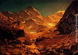 Oswald Achenbach Canvas Paintings - A Mountainous Landscape